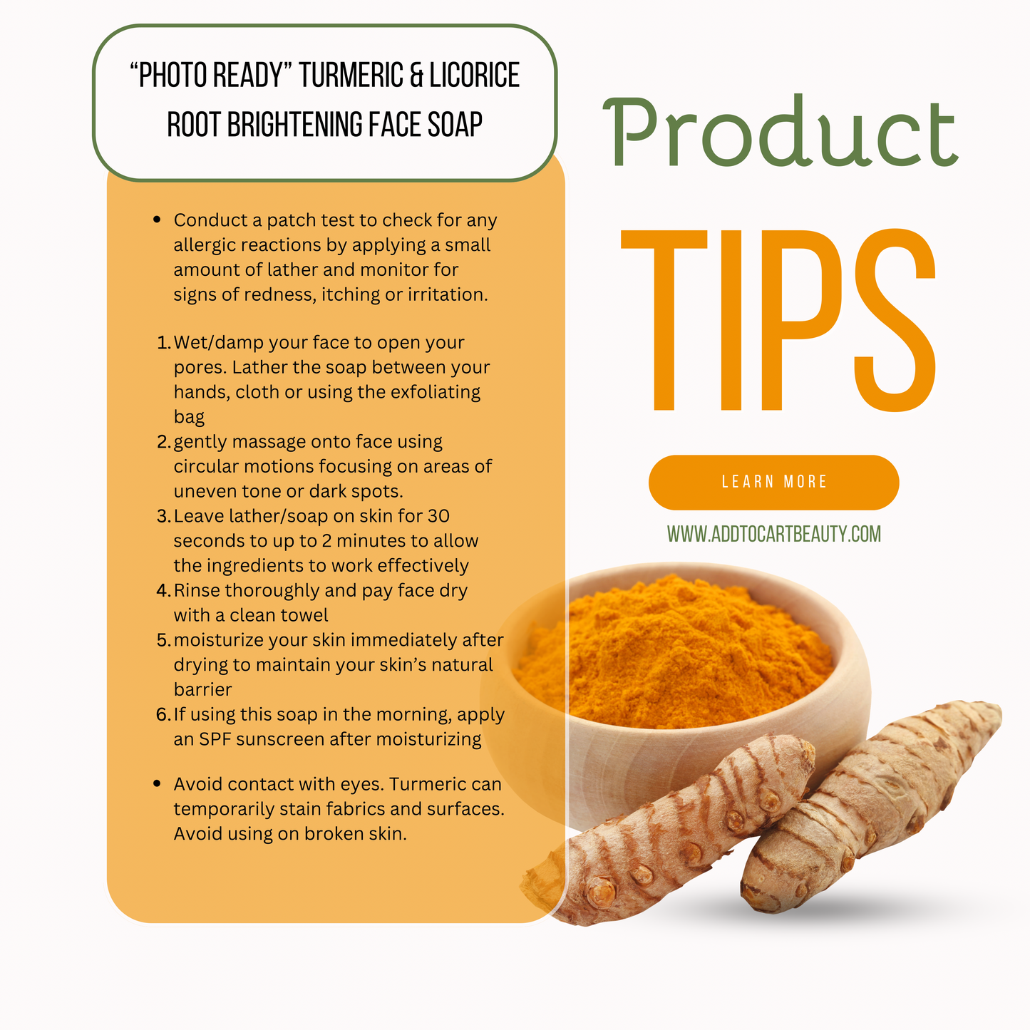“Photo Ready” Turmeric & Licorice Root Brightening Facial Soap Bar