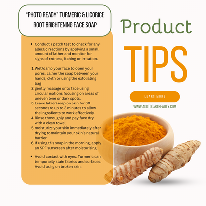 “Photo Ready” Turmeric & Licorice Root Brightening Facial Soap Bar